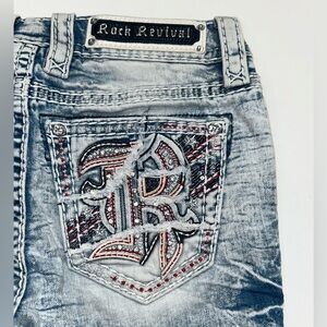 Rock Revival Jeans Denim Studded Rhinestone Y2K Embroidered Alt Funky Maximalist